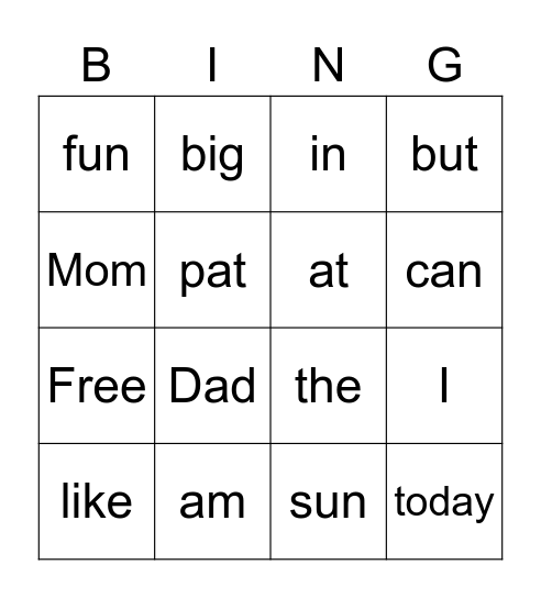 Mr. B's Bumblebees Bingo Card
