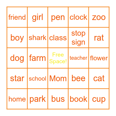 Noun Review! Bingo Card