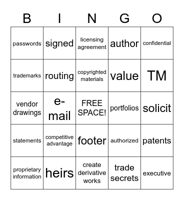 Non-Disclosure Bingo Card