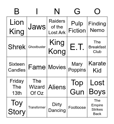 Movies  Bingo Card