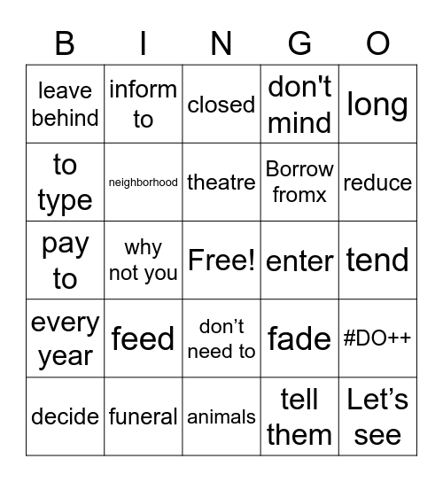 Sign Naturally Unit 8 Bingo Card