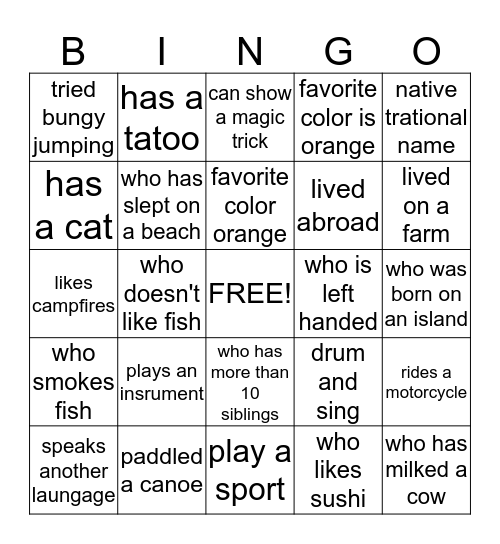 Untitled Bingo Card