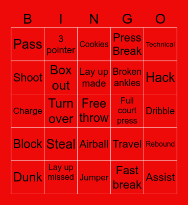 Holiday Basketball Bingo Card