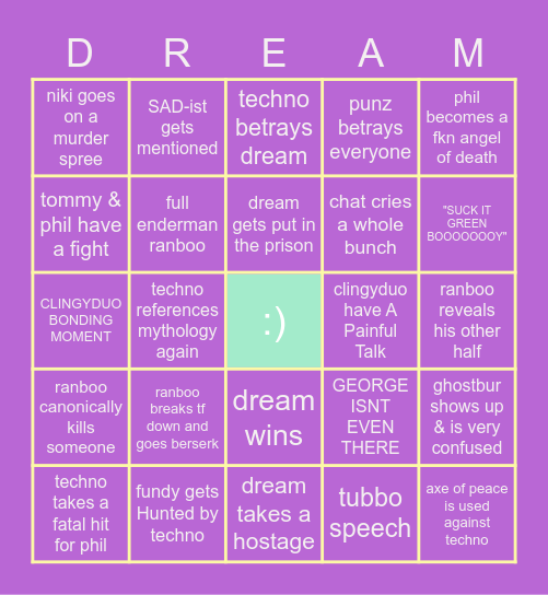 Dreammageddon Bingo Card