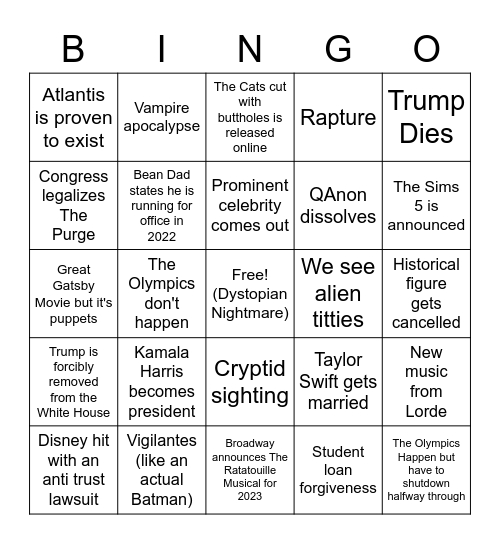 2021 Bingo Card