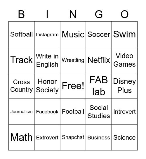 Untitled Bingo Card