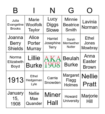 AKA Twenty Pearls Bingo Card