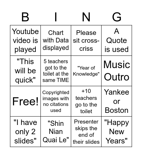 MOE's Meeting '21 Bingo Card