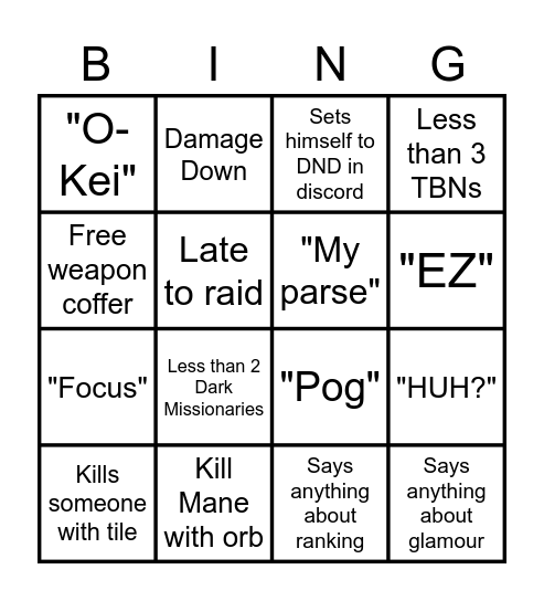 O-Kei to Bingo Gray Bingo Card