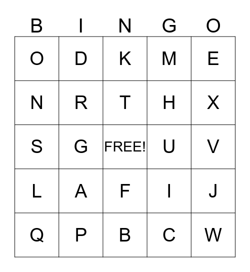 Let's practice our Letters! Bingo Card