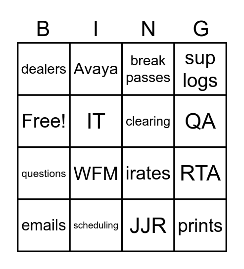 things we deal with Bingo Card