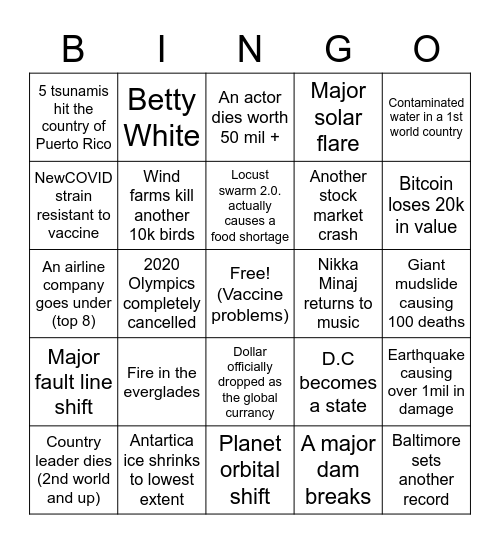 BINGO! Bingo Card