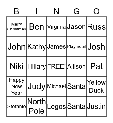 More Family Bingo 2015! Bingo Card