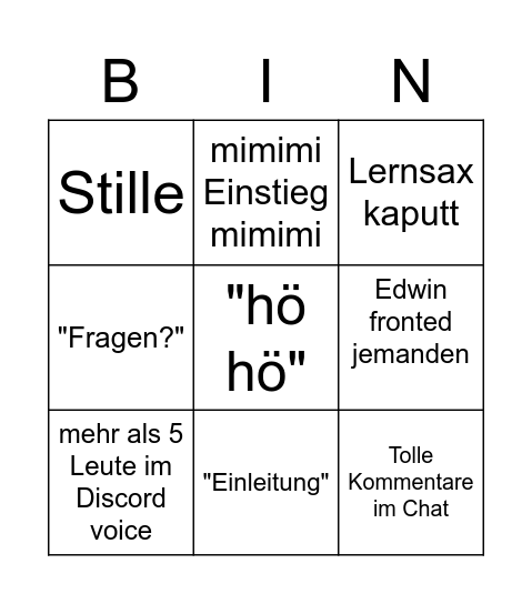 Videokonferenz be like Bingo Card