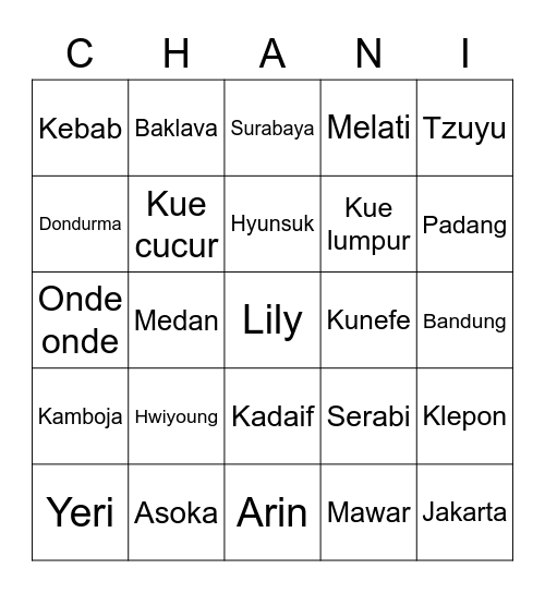 Chani punya Bingo Card