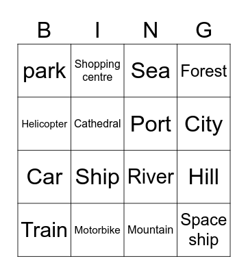 Place&Transport Bingo Card