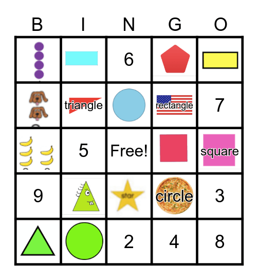 Shapes Kindergarten Bingo Card