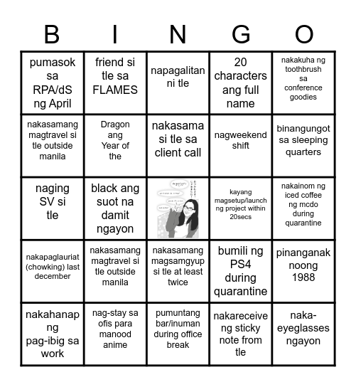 gan-batTLE Bingo Card