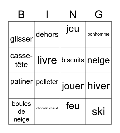 L'hiver Bingo Card