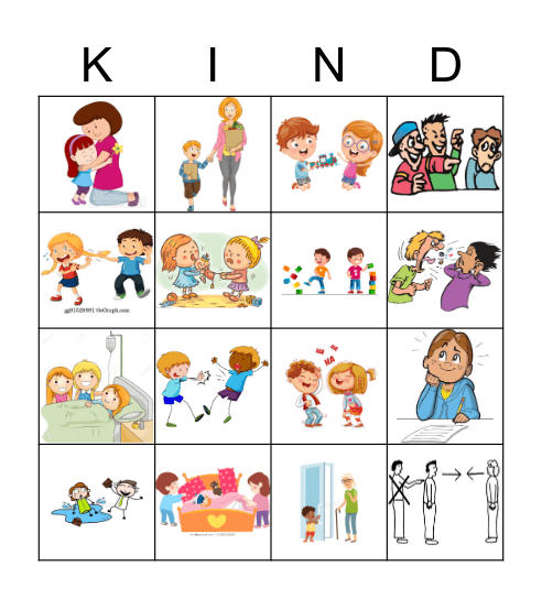 Kind vs Unkind Bingo Card