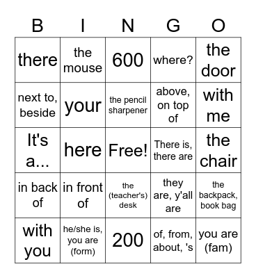 Auténtico 2B (English) Bingo Card