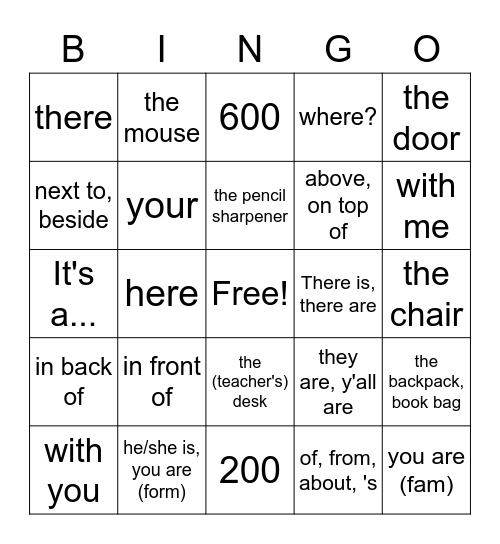 Auténtico 2B (English) Bingo Card