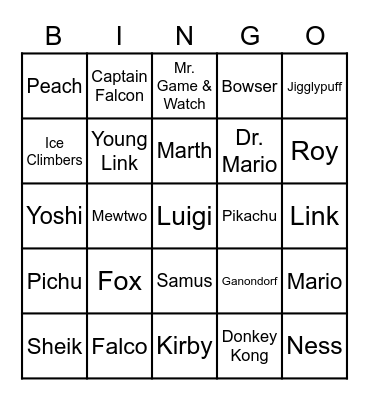 Melee Bingo Card