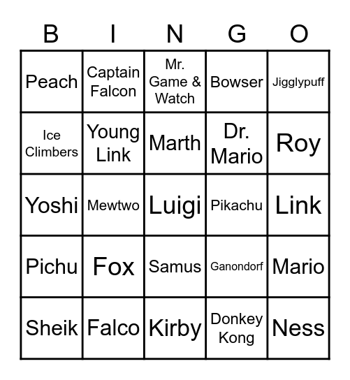 Melee Bingo Card