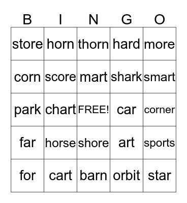 /OR/ AND /AR/ BINGO Card