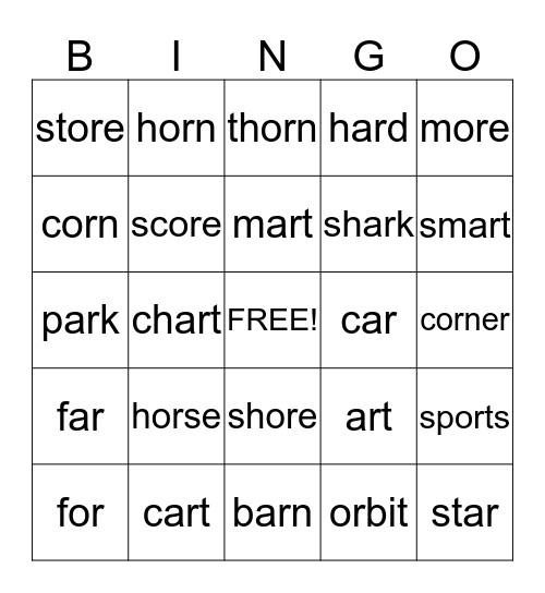 /OR/ AND /AR/ BINGO Card