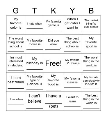 Getting to Know You Bingo! Bingo Card