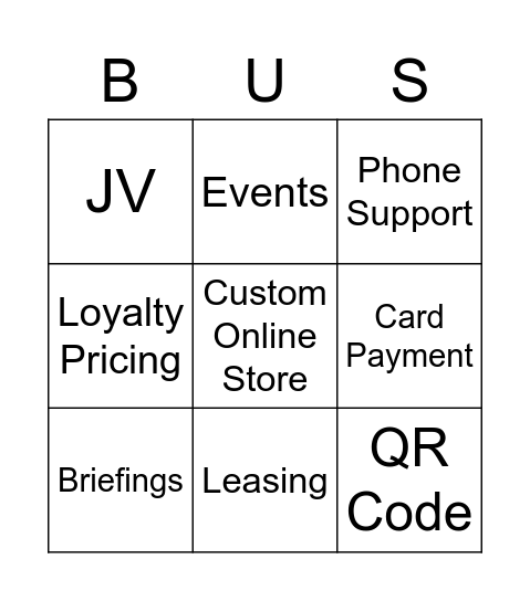 Business Bingo Card