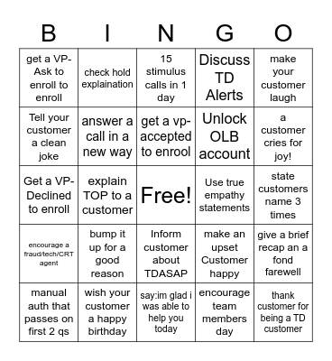 CHAMPS! BINGO FUN Bingo Card