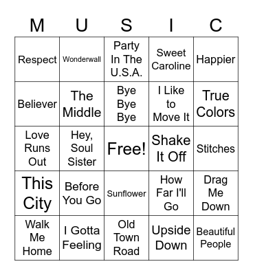 MUSIC BINGO Card