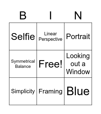 Photography 1 Midterm Bingo Card