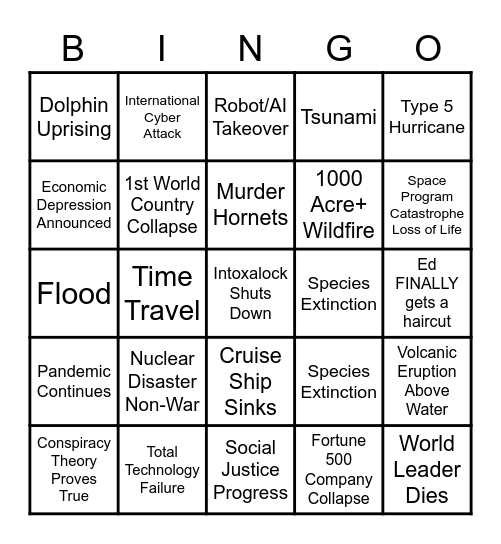 2020 Apocalypse Bingo Card
