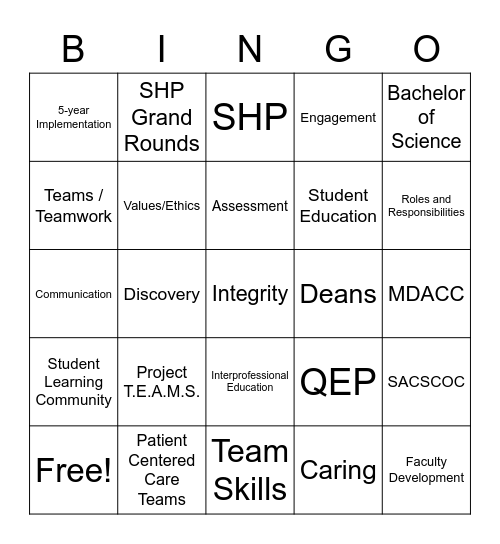 QEP Bingo-Mena Bingo Card