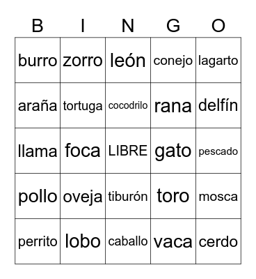 Spanish Alphabet Bingo Card