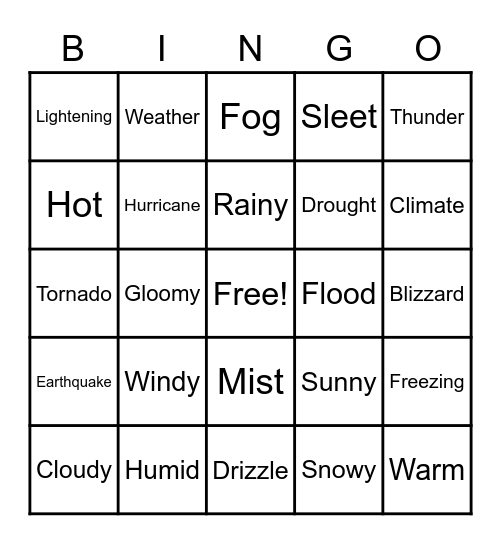 WEATHER! Bingo Card