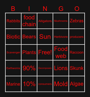 energy flows Bingo Card