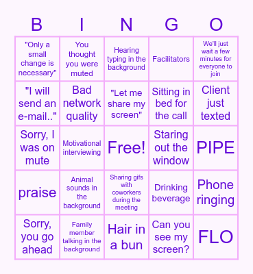 NFP Teams BINGO Card