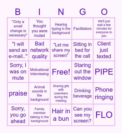NFP Teams BINGO Card