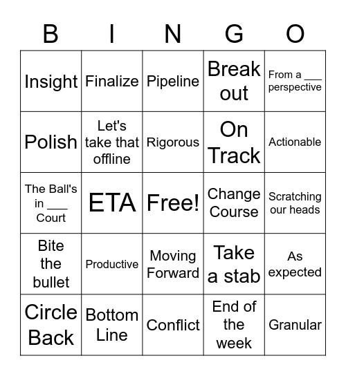 Keywords! Bingo Card