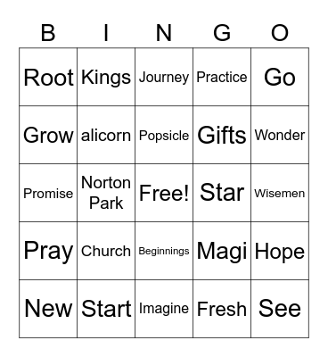Jesus Face Time - January "Epiphany" Bingo Card