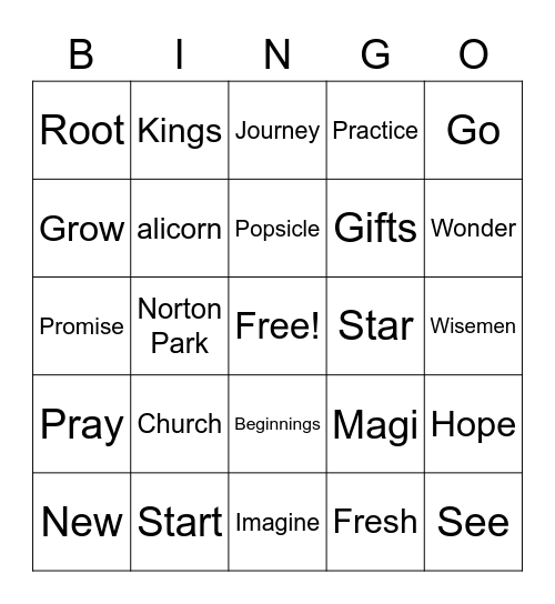 Jesus Face Time - January "Epiphany" Bingo Card