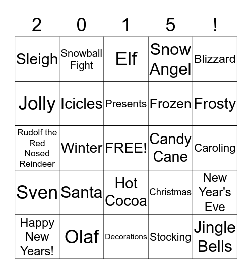 New Years Eve Bingo!!!!! Bingo Card