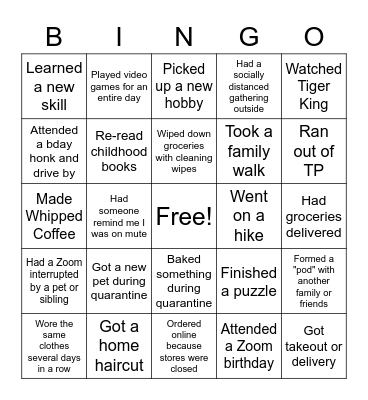 COVID Bingo Card