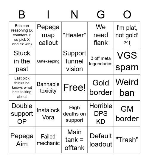 Paladins ranked bingo Card