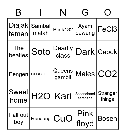 Doyoung Bingo Card