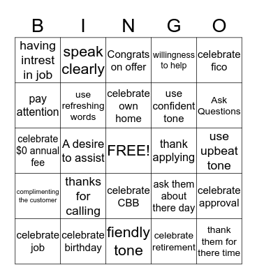 Care  Bingo Card